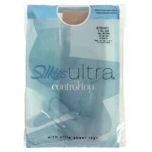 Silkies Ultra Control Top Pantyhose XL Tall Nude Beige With Sheer Legs